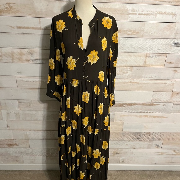 NWOT Madewell size S Button front tier dress in fall flowers - Picture 4 of 12